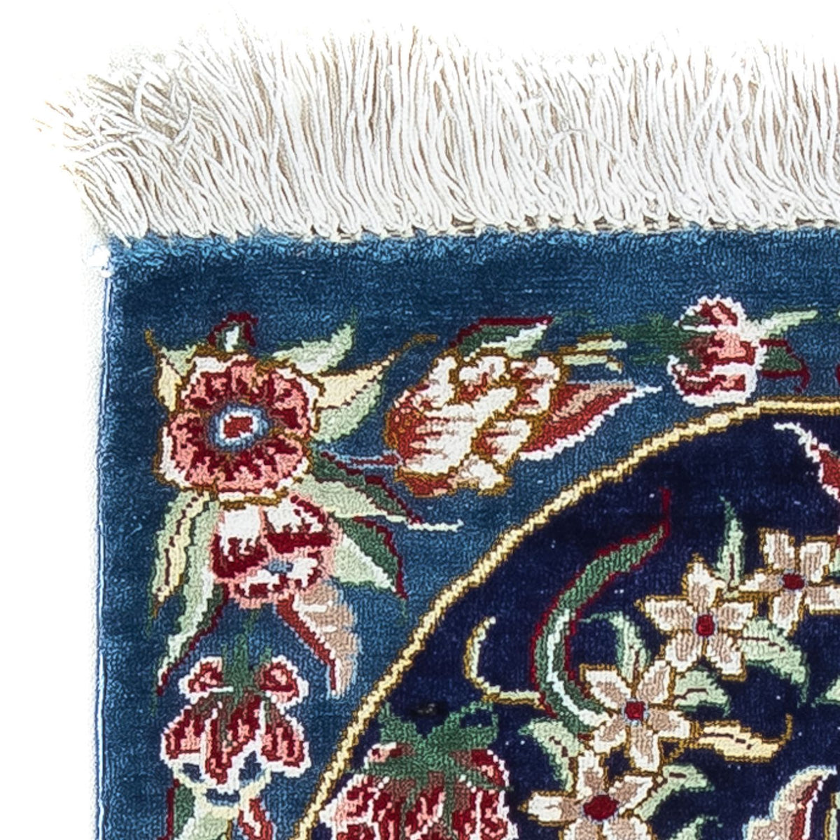 Tapis en soie - Ghom soie - Premium - 40 x 28 cm - bleu foncé