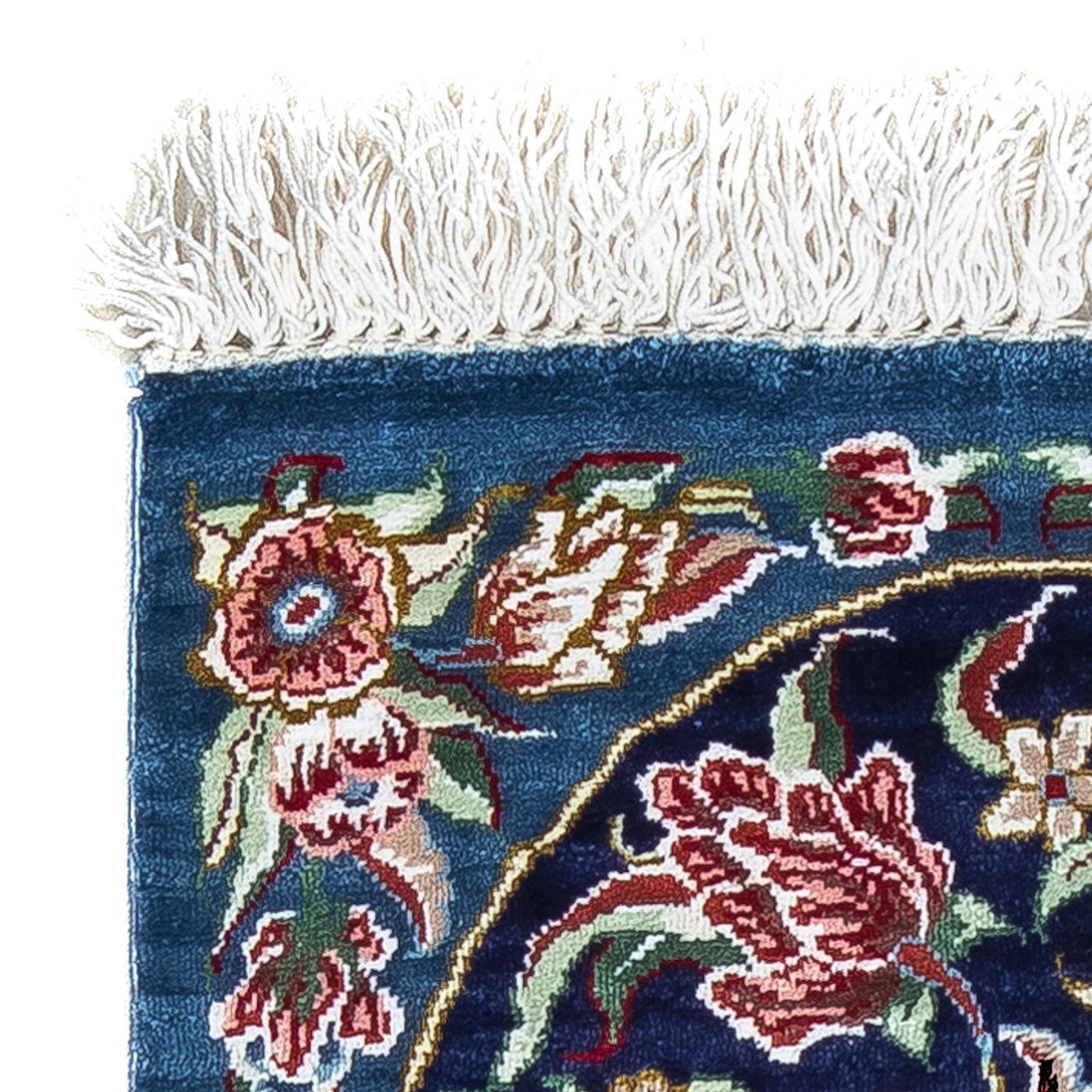 Tapis en soie - Ghom soie - Premium - 40 x 28 cm - bleu foncé