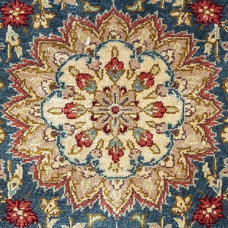 Tapis en soie - Ghom soie - Premium - 44 x 27 cm - bleu foncé
