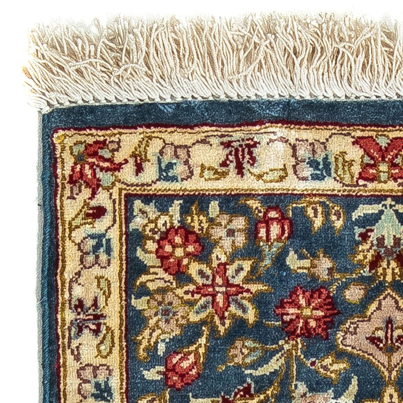 Tapis en soie - Ghom soie - Premium - 44 x 27 cm - bleu foncé