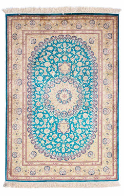 Tapis persan - Ghom - 119 x 78 cm - turquoise