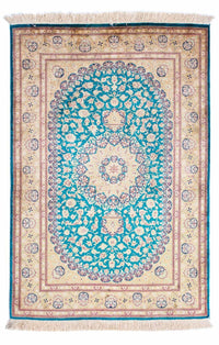 Tapis persan - Ghom - 119 x 78 cm - turquoise