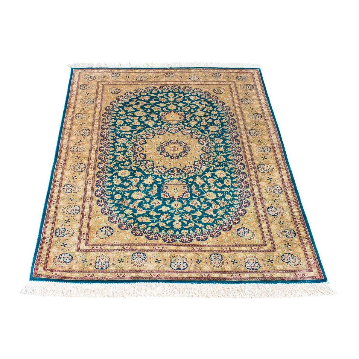 Tapis persan - Ghom - 119 x 78 cm - turquoise