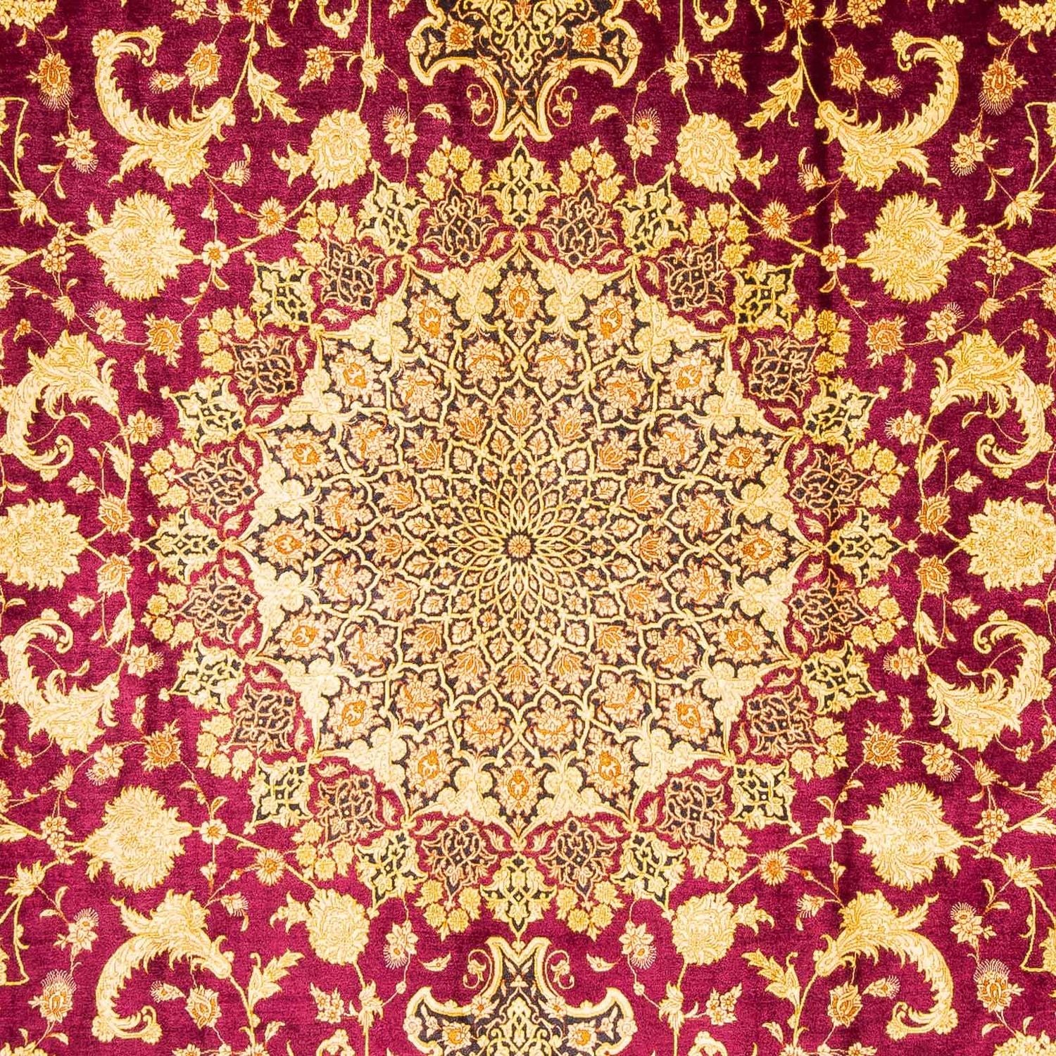 Tapis persan - Ghom - 305 x 202 cm - rouge foncé