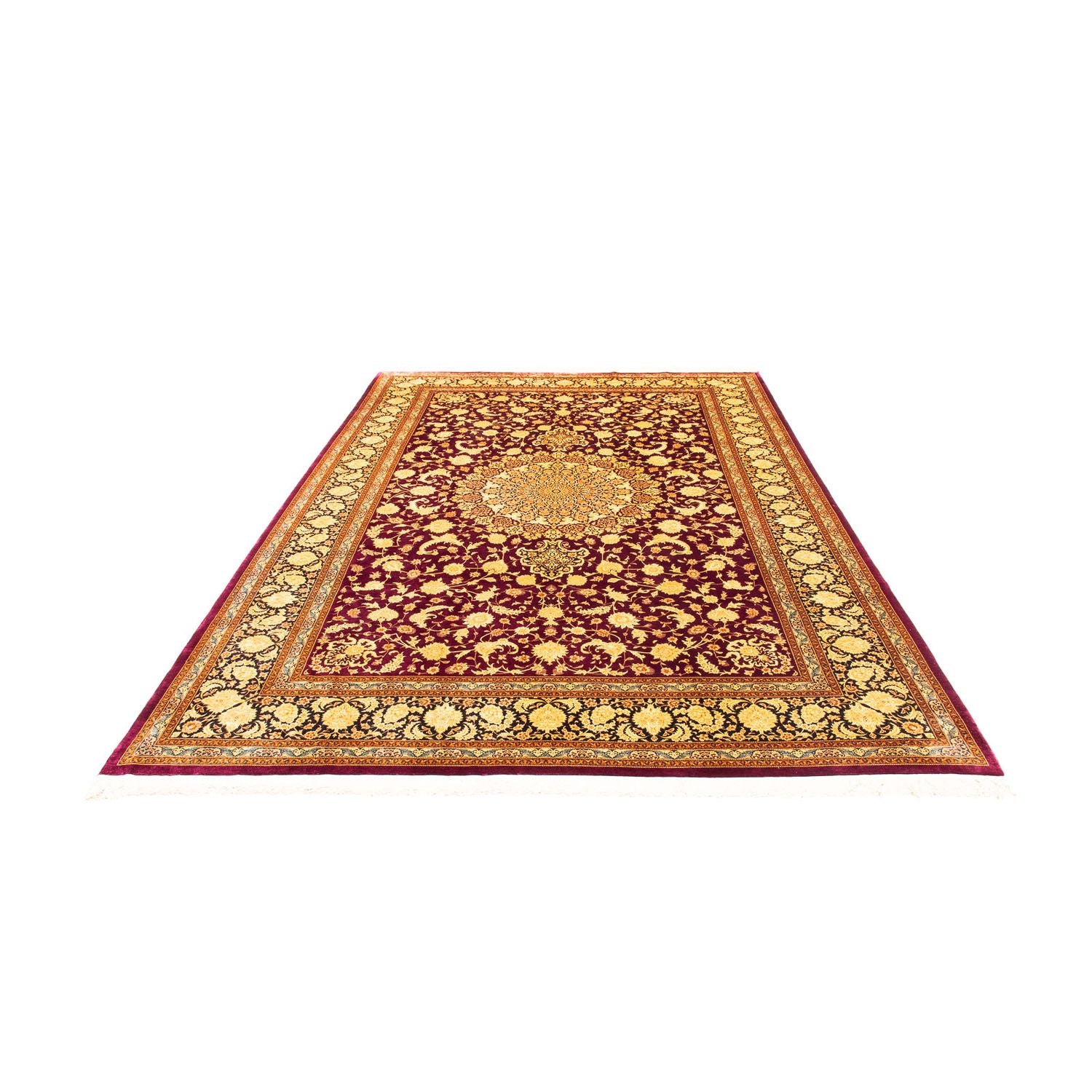 Tapis persan - Ghom - 305 x 202 cm - rouge foncé