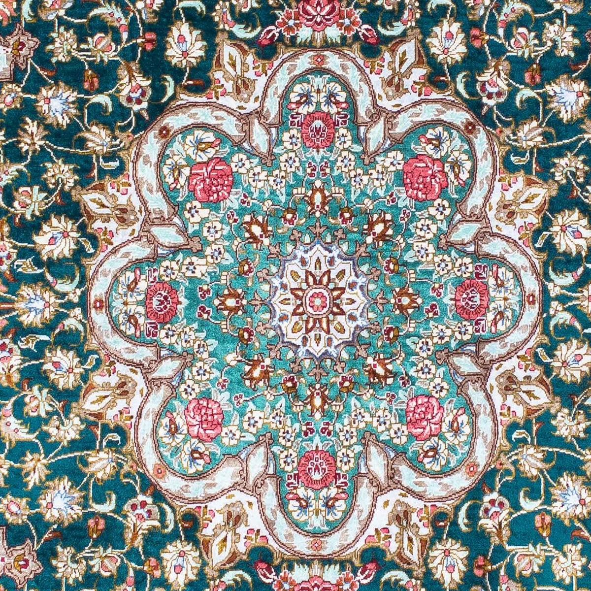 Tapis persan - Ghom - 163 x 100 cm - vert