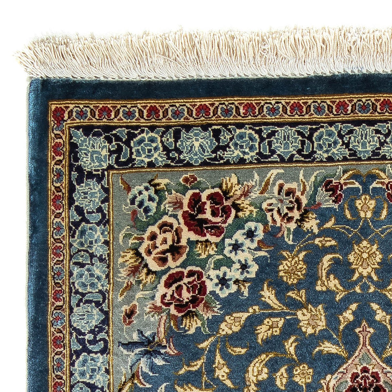 Tapis persan - Ghom - 80 x 55 cm - bleu foncé