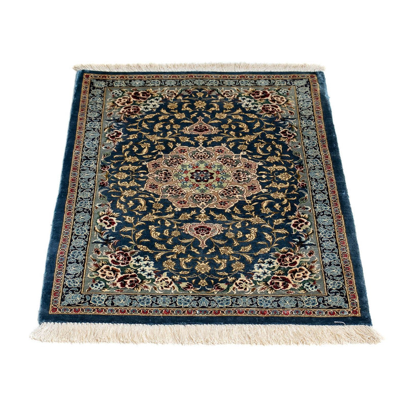 Tapis persan - Ghom - 80 x 55 cm - bleu foncé