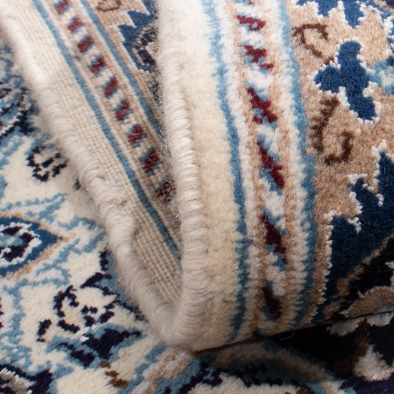 Tapis persan - Nain carré  - 207 x 198 cm - bleu foncé