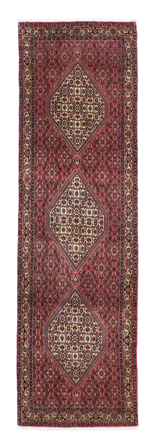 Tapis de couloir Tapis persan - Bidjar - 298 x 88 cm - rouge foncé