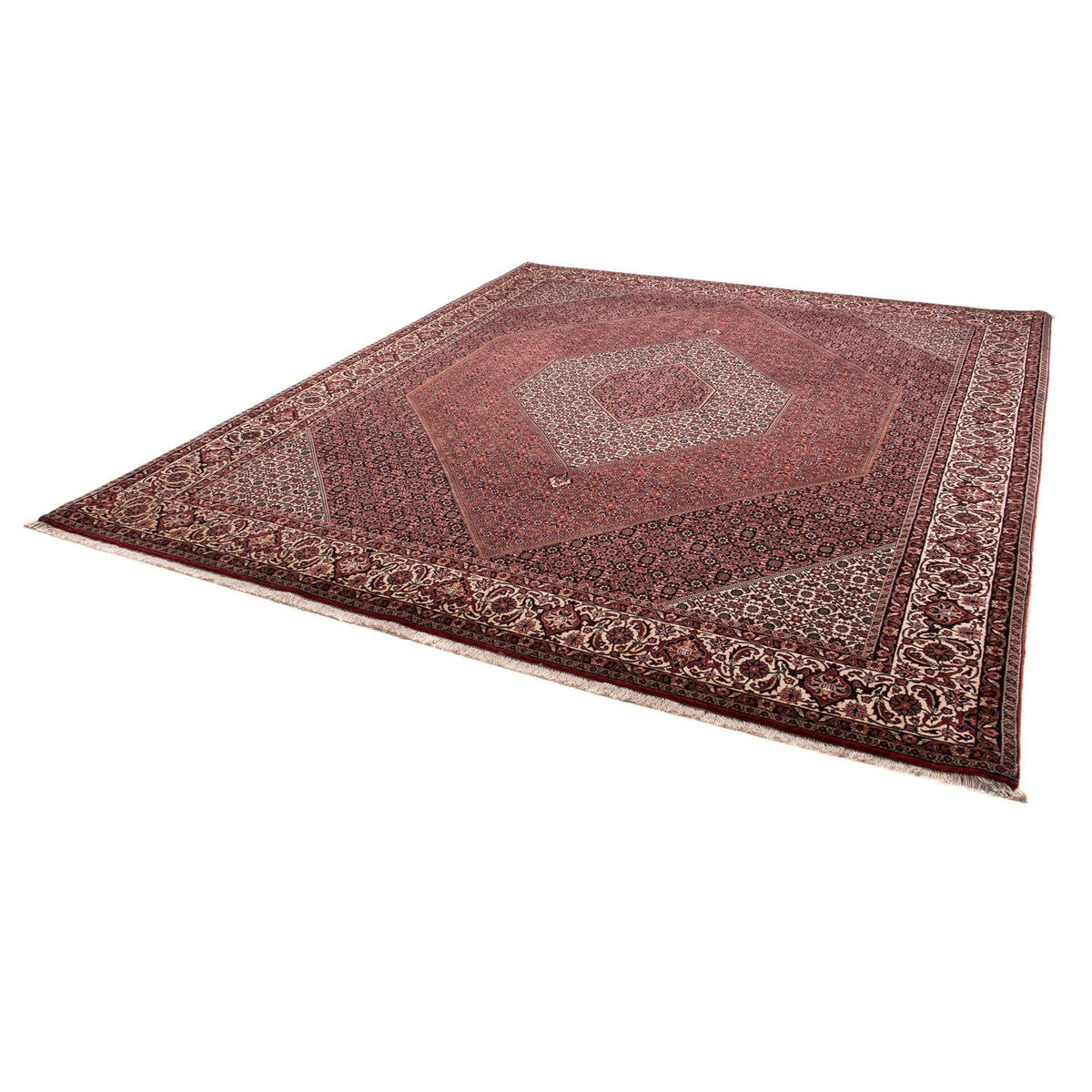Tapis persan - Bidjar - 309 x 256 cm - rouge foncé