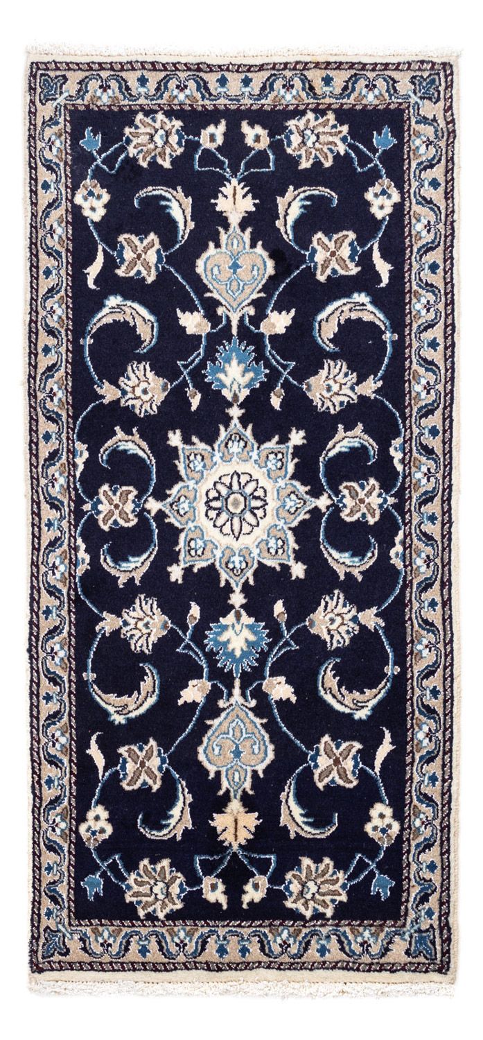 Tapis persan - Nain - 134 x 65 cm - bleu foncé