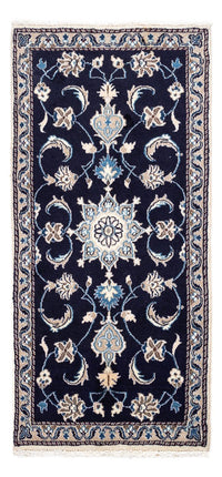 Tapis persan - Nain - 134 x 65 cm - bleu foncé