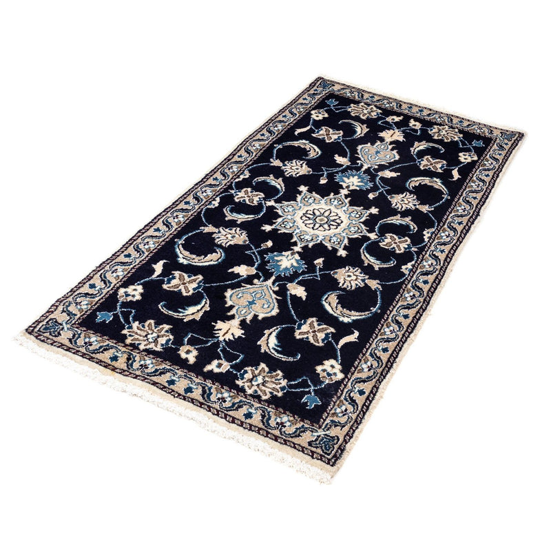 Tapis persan - Nain - 134 x 65 cm - bleu foncé