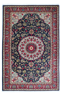 Tapis persan - Ghom - 204 x 135 cm - bleu foncé