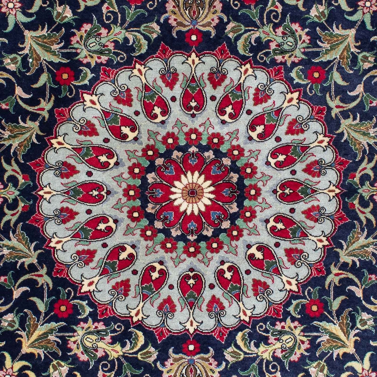 Tapis persan - Ghom - 204 x 135 cm - bleu foncé