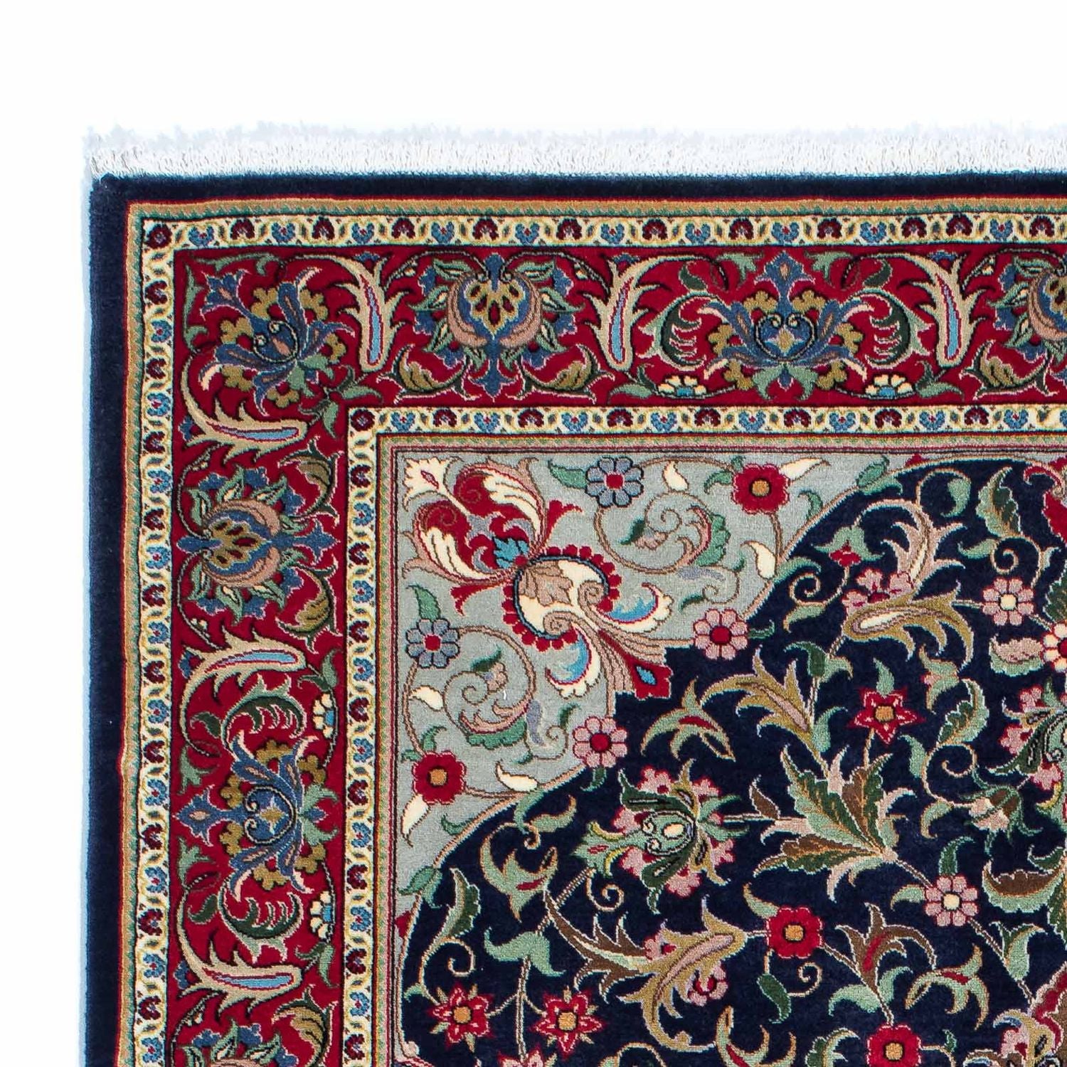 Tapis persan - Ghom - 204 x 135 cm - bleu foncé