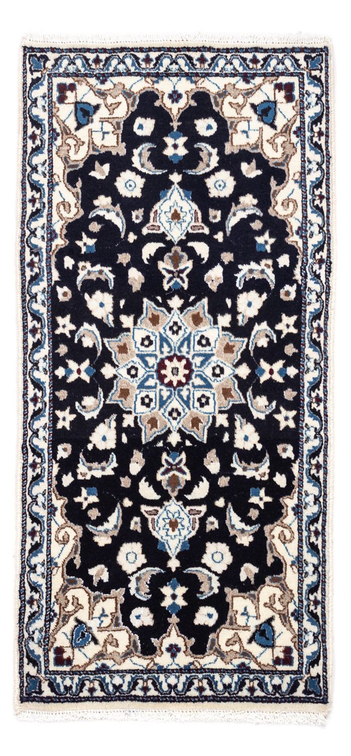 Tapis persan - Nain - 134 x 69 cm - bleu foncé
