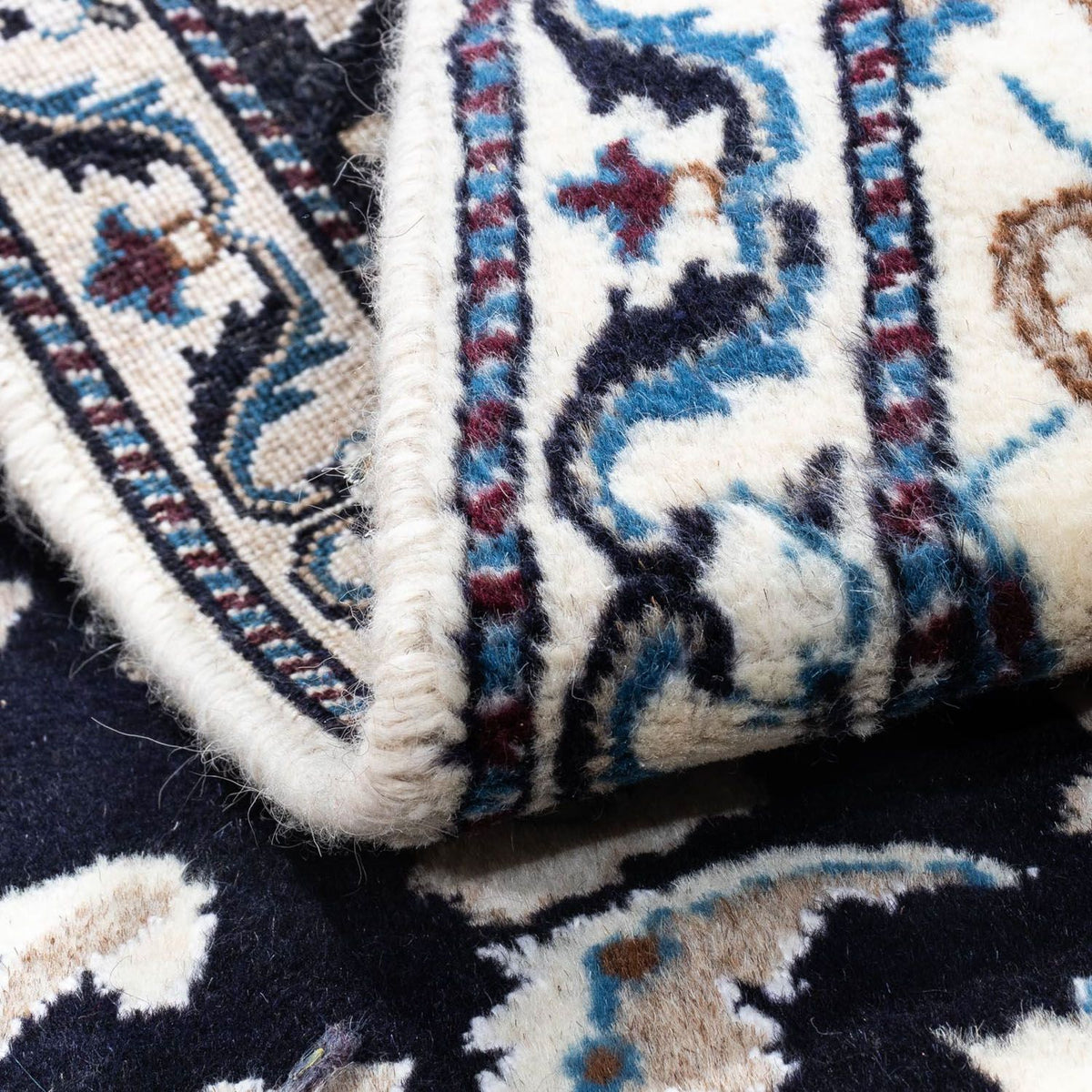 Tapis persan - Nain - 134 x 69 cm - bleu foncé