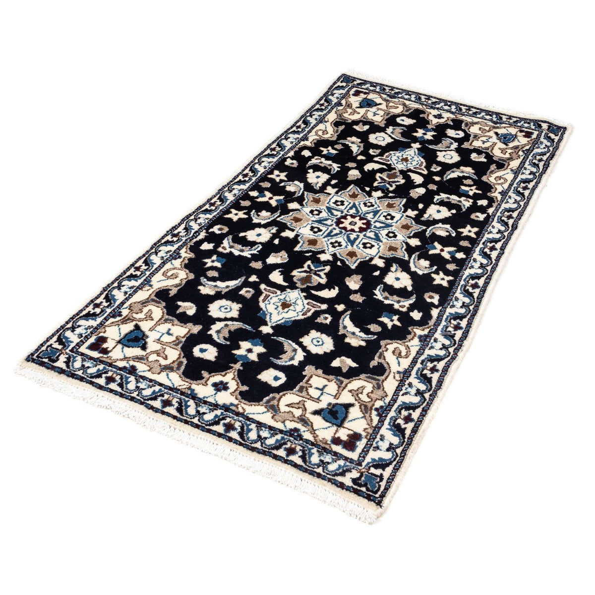Tapis persan - Nain - 134 x 69 cm - bleu foncé