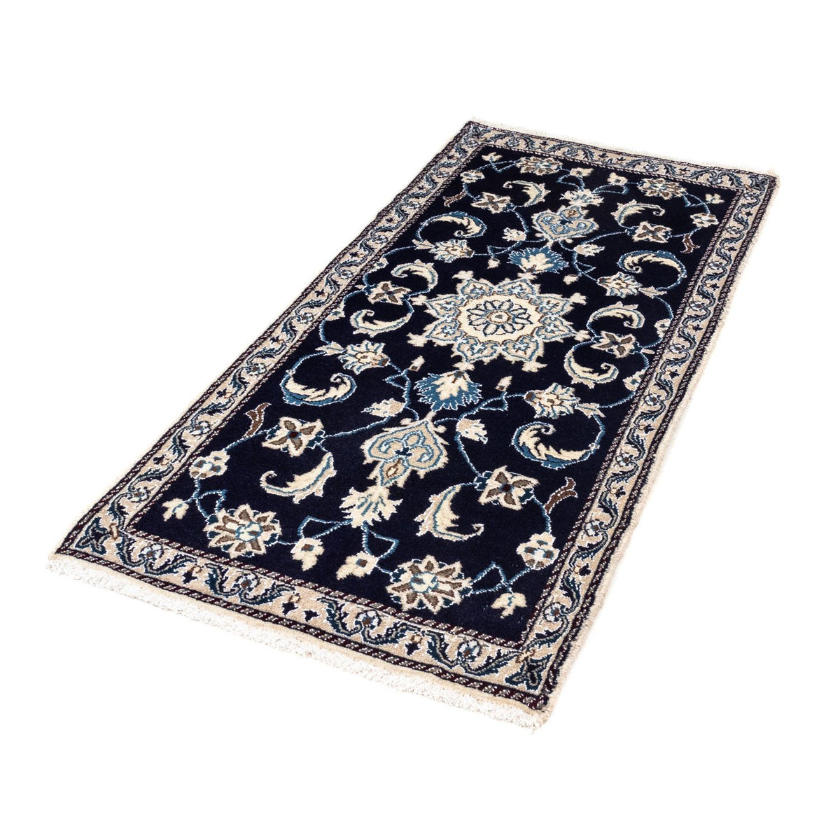 Tapis persan - Nain - 138 x 68 cm - bleu foncé