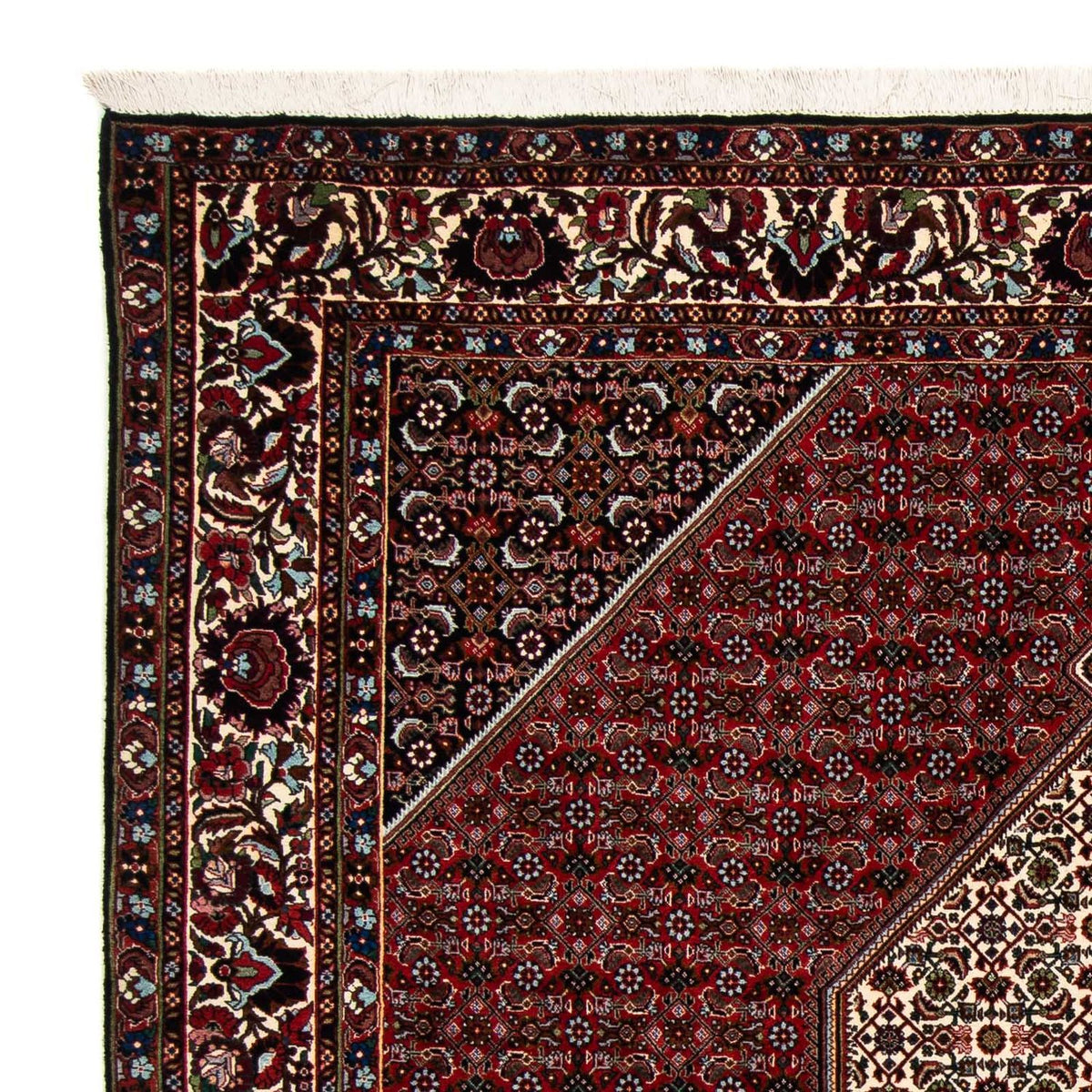 Tapis persan - Bidjar carré  - 203 x 196 cm - rouge foncé