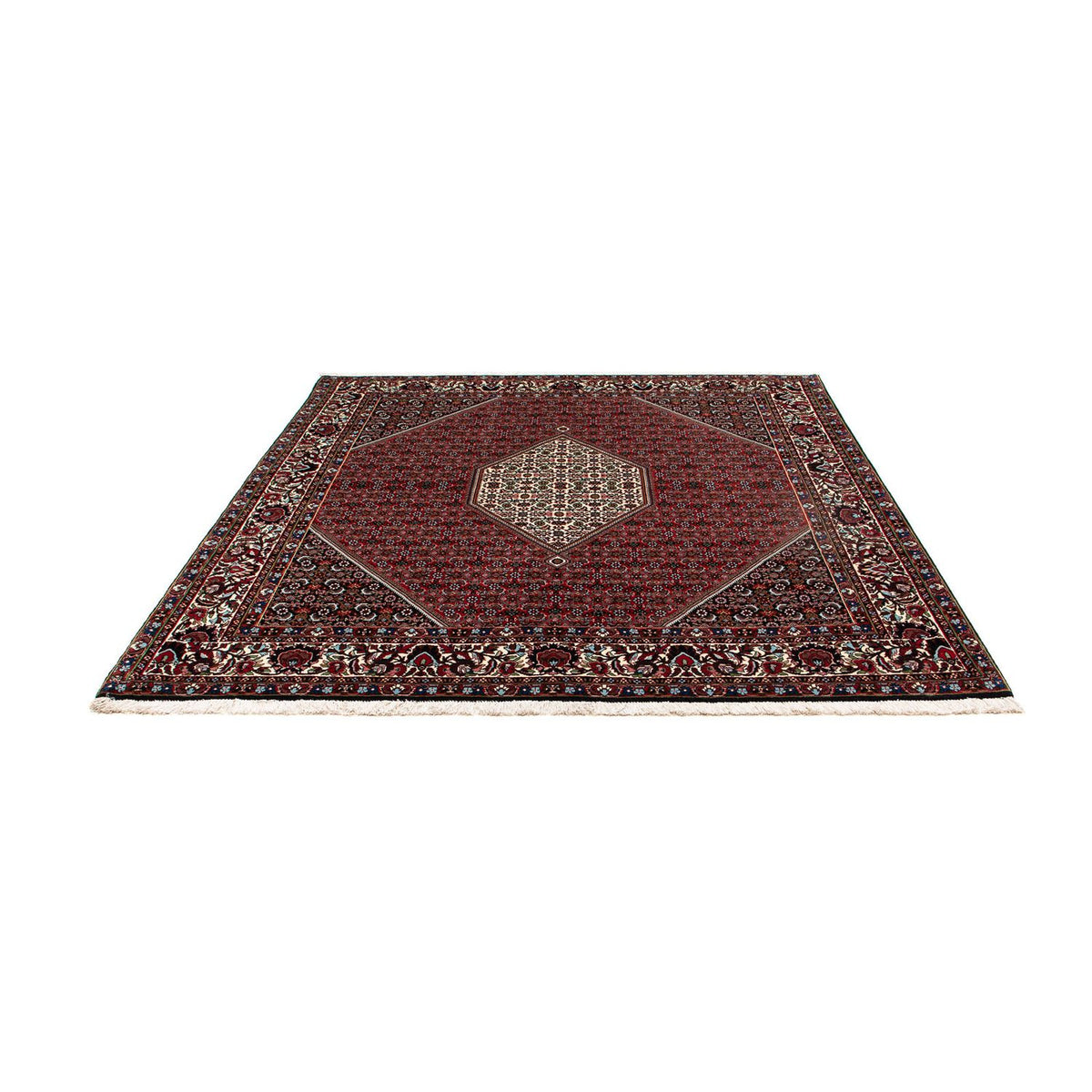 Tapis persan - Bidjar carré  - 203 x 196 cm - rouge foncé