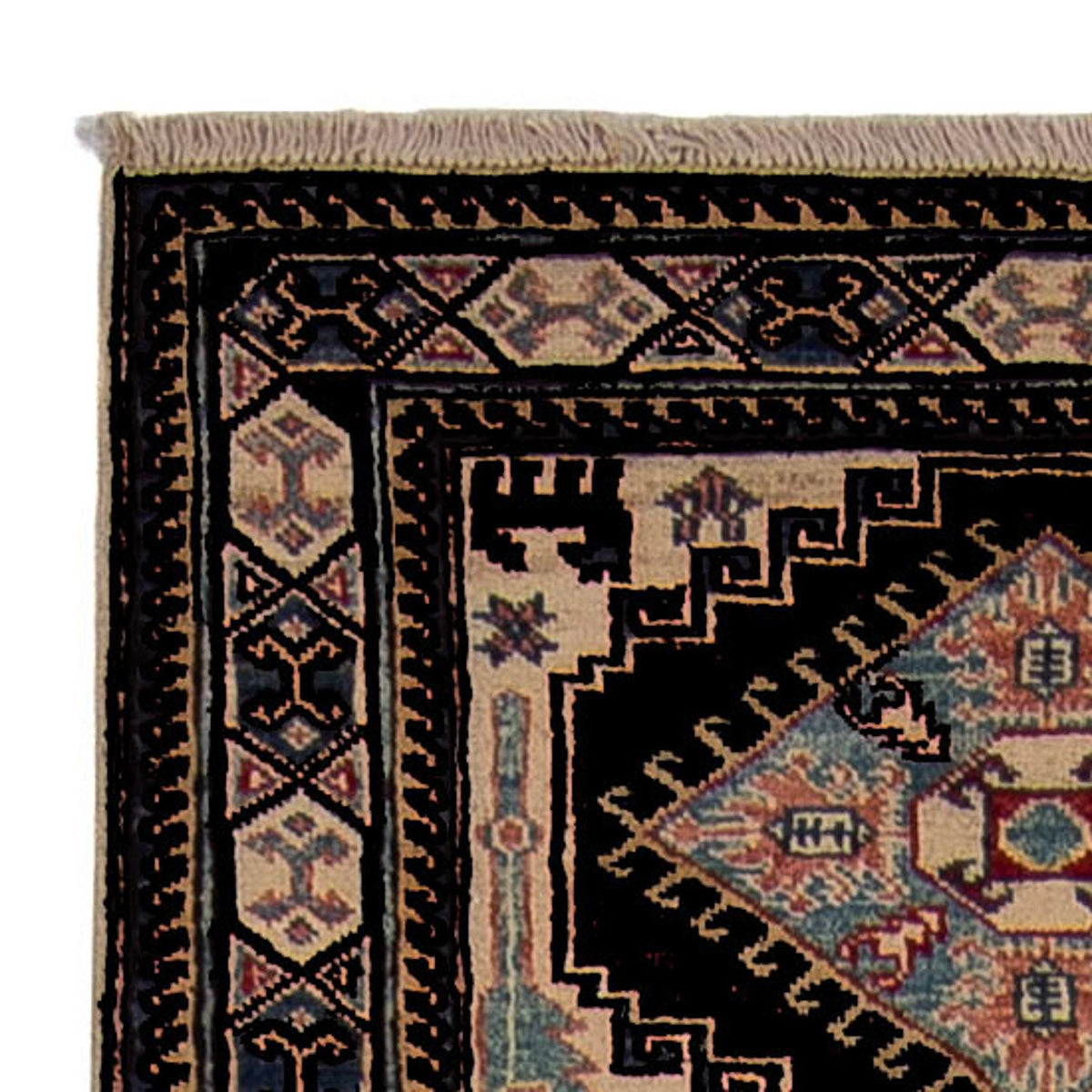 Tapis de couloir Tapis Ziegler - Kazak - 305 x 76 cm - bleu foncé