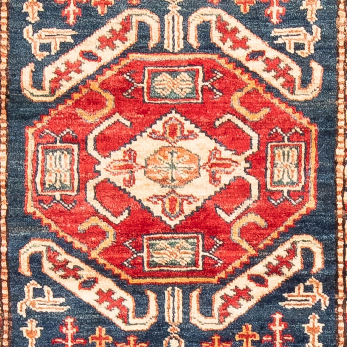 Tapis de couloir Tapis Ziegler - Kazak - 258 x 74 cm - bleu foncé