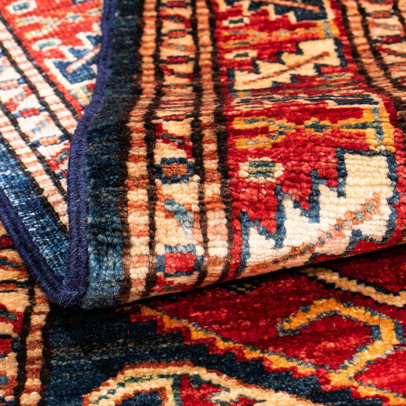 Tapis de couloir Tapis Ziegler - Kazak - 258 x 74 cm - bleu foncé