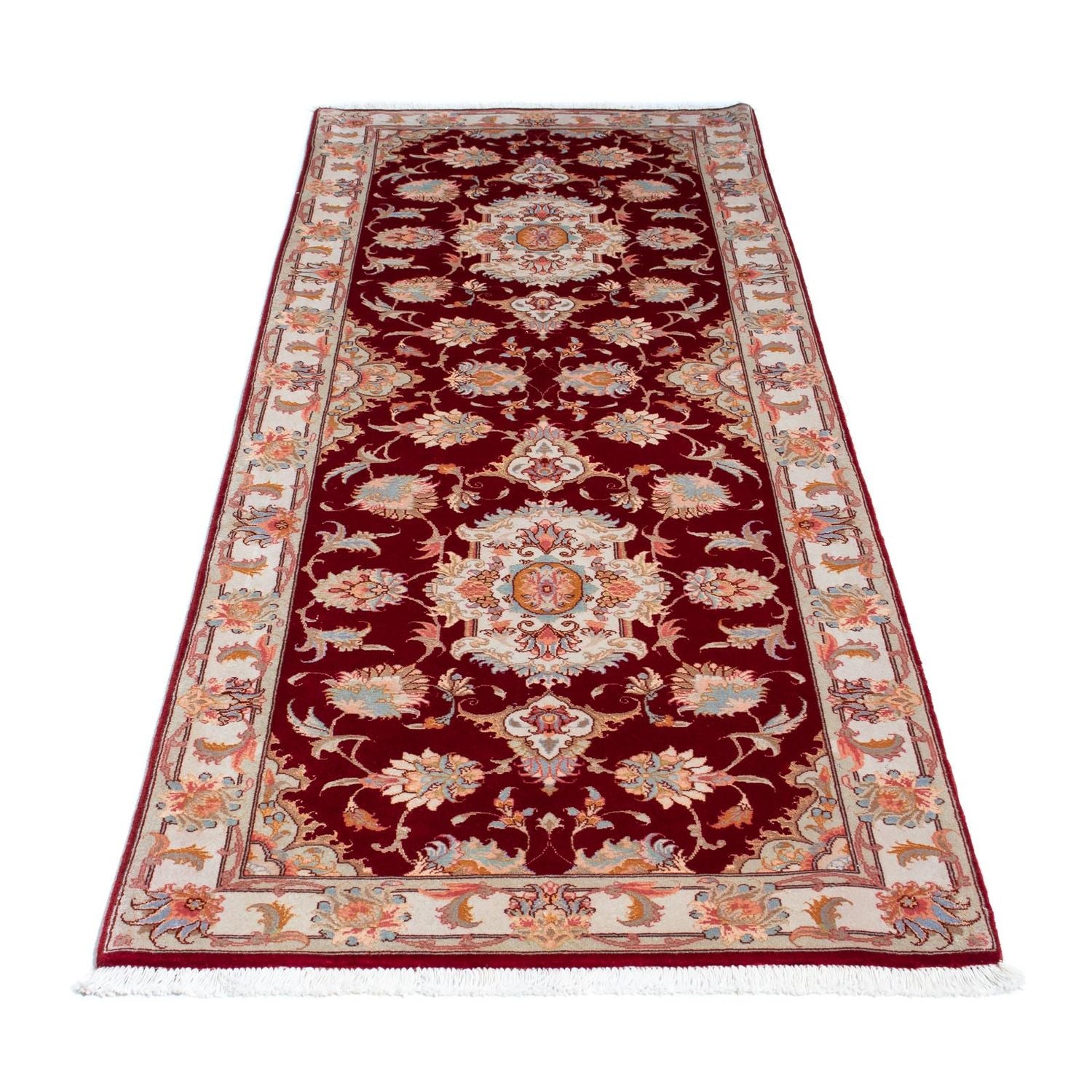 Tapis de couloir Tapis persan - Tabriz - Royal - 208 x 80 cm - rouge foncé