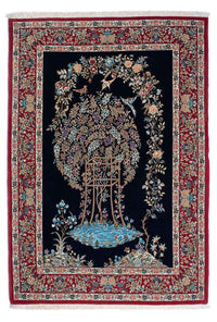 Tapis persan - Ghom - 230 x 140 cm - bleu foncé