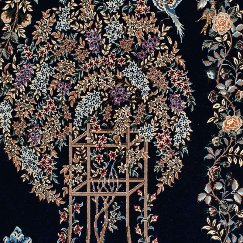 Tapis persan - Ghom - 230 x 140 cm - bleu foncé