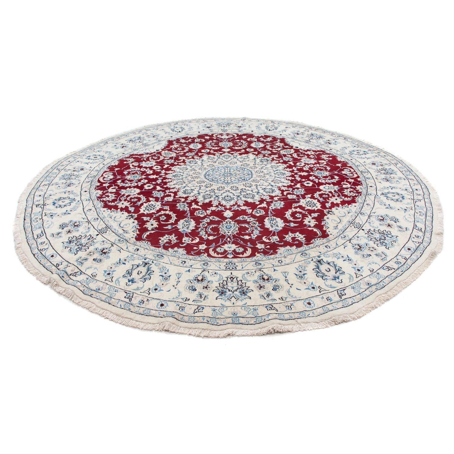 Tapis persan - Nain ronde  - 300 x 300 cm - rouge foncé