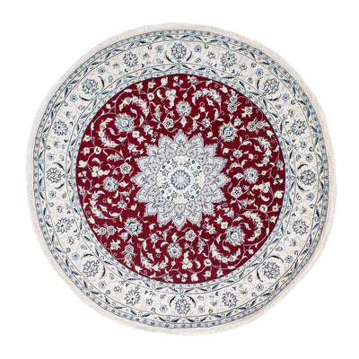 Tapis persan - Nain ronde  - 252 x 252 cm - rouge foncé