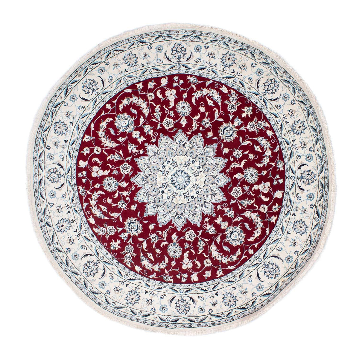 Tapis persan - Nain ronde  - 252 x 252 cm - rouge foncé