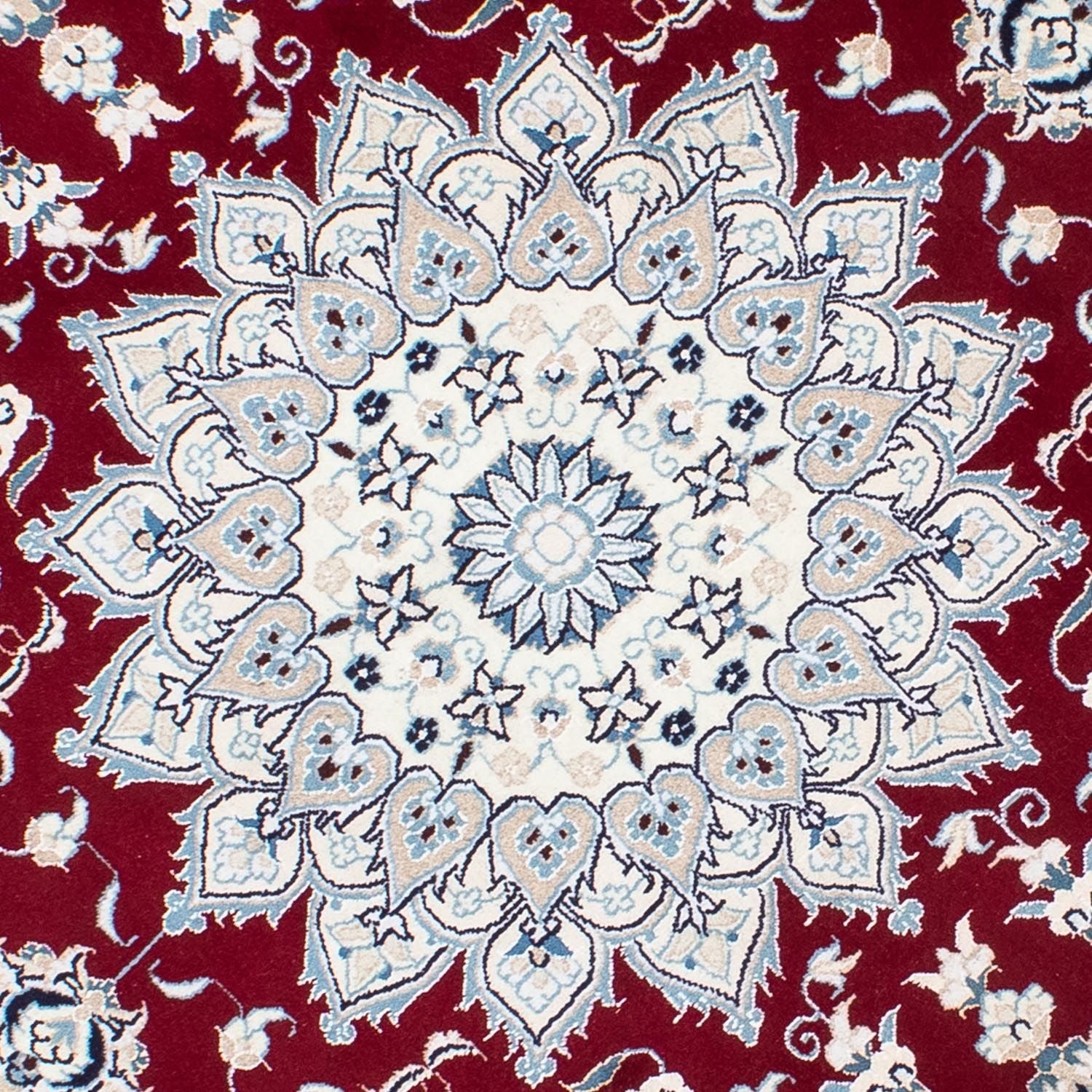 Tapis persan - Nain ronde  - 252 x 252 cm - rouge foncé