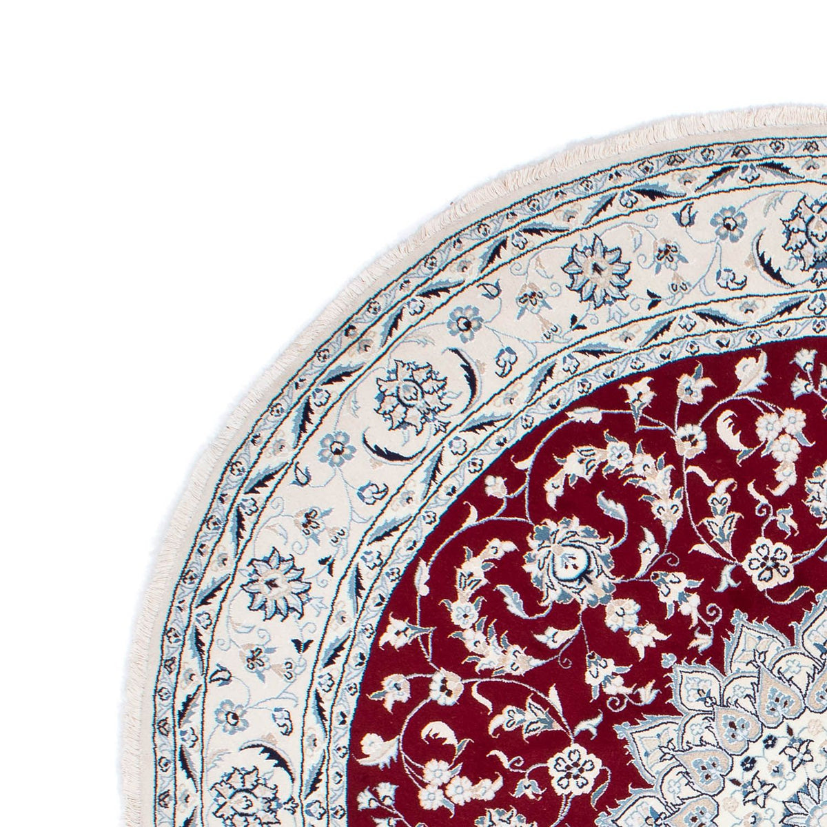 Tapis persan - Nain ronde  - 252 x 252 cm - rouge foncé