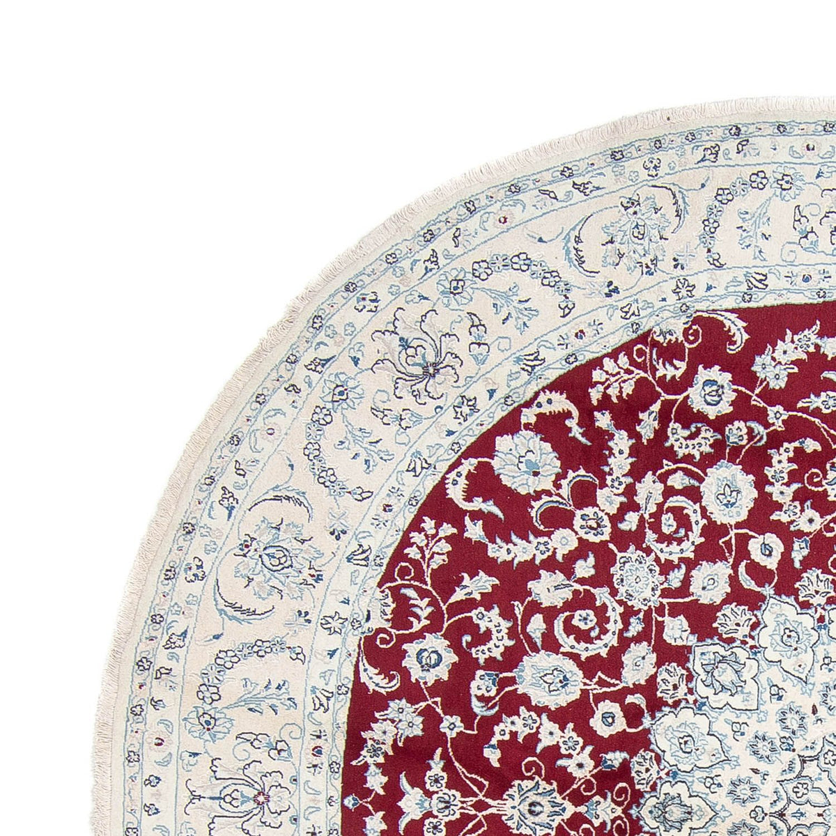 Tapis persan - Nain ronde  - 300 x 300 cm - rouge foncé