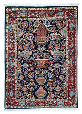 Tapis persan - Ghom - 188 x 135 cm - bleu foncé