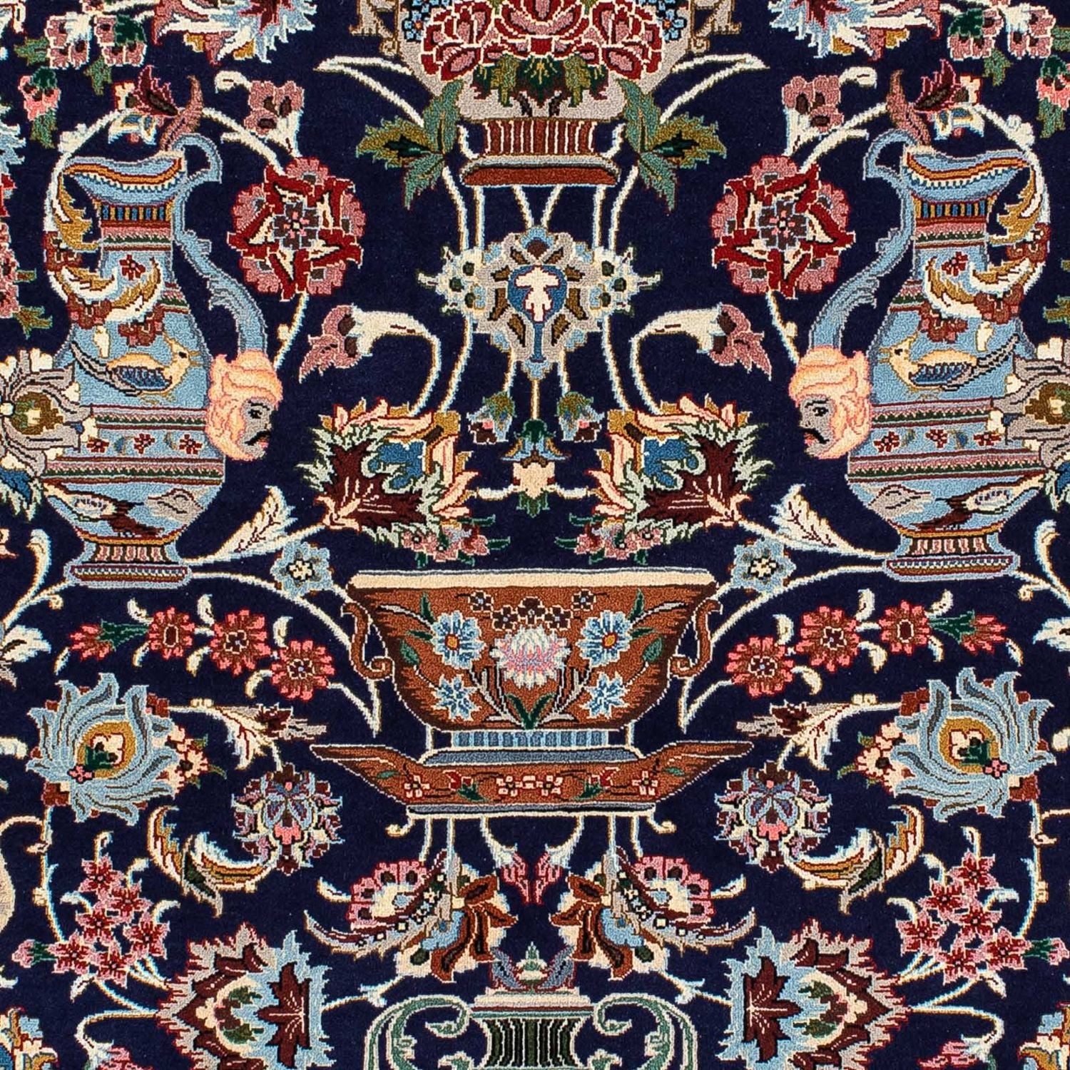 Tapis persan - Ghom - 188 x 135 cm - bleu foncé
