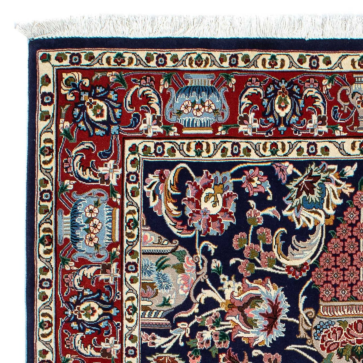 Tapis persan - Ghom - 188 x 135 cm - bleu foncé