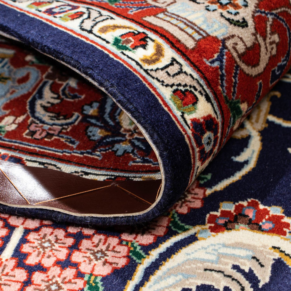 Tapis persan - Ghom - 188 x 135 cm - bleu foncé