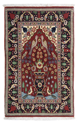 Tapis persan - Ghom - 105 x 63 cm - rouge foncé