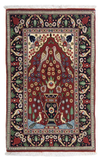Tapis persan - Ghom - 105 x 63 cm - rouge foncé