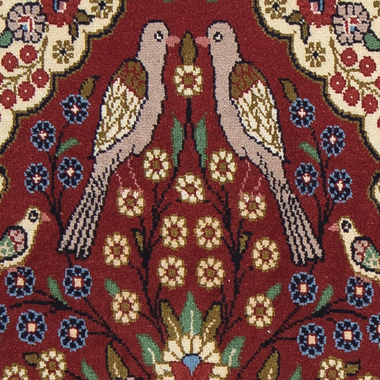 Tapis persan - Ghom - 105 x 63 cm - rouge foncé