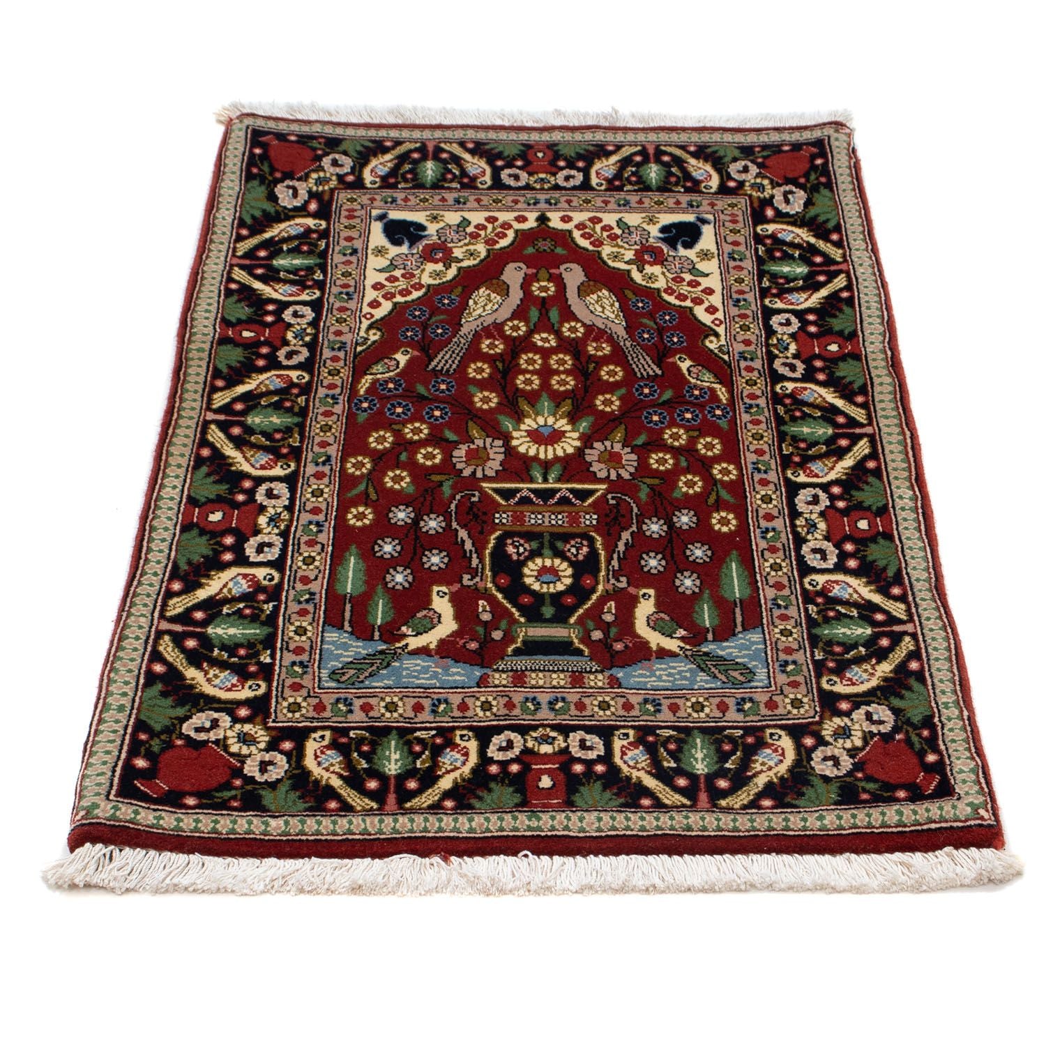 Tapis persan - Ghom - 105 x 63 cm - rouge foncé