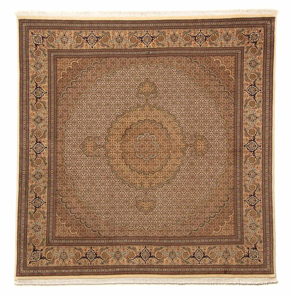 Tapis persan - Tabriz carré  - 208 x 204 cm - marron clair