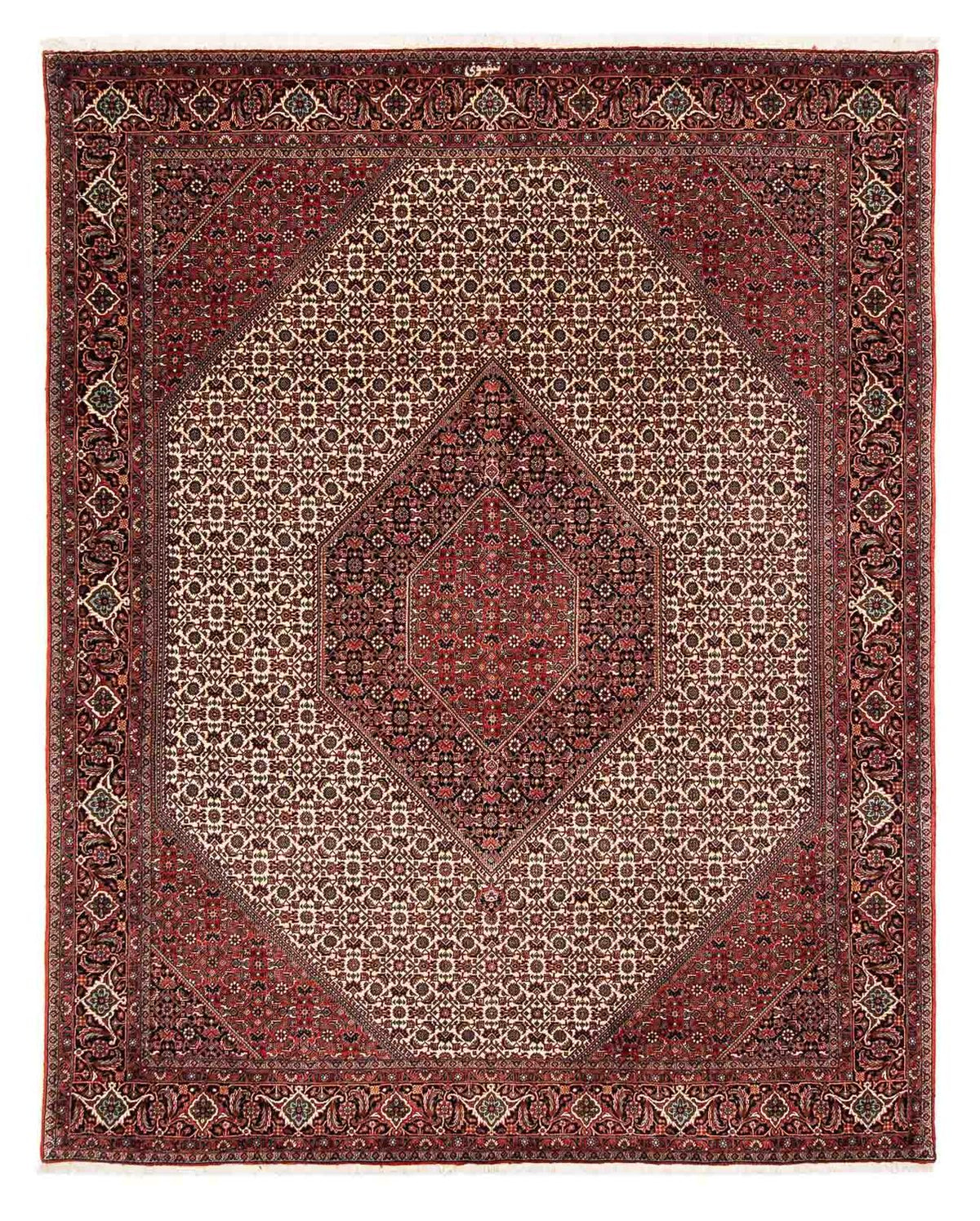 Tapis persan - Bidjar - 254 x 203 cm - rouge foncé