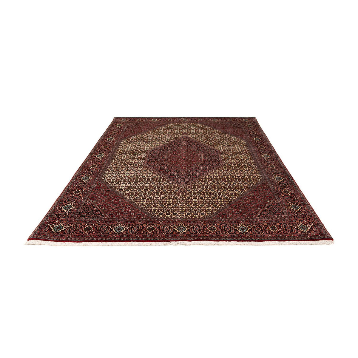 Tapis persan - Bidjar - 254 x 203 cm - rouge foncé